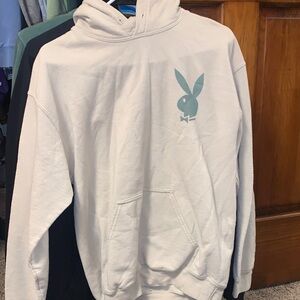 PLAYBOY White Hoodie with Blue Logo